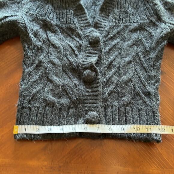 Guess Size XS Gray Hooded Cardigan Sweater Y2K Crop Waist - Picture 11 of 11